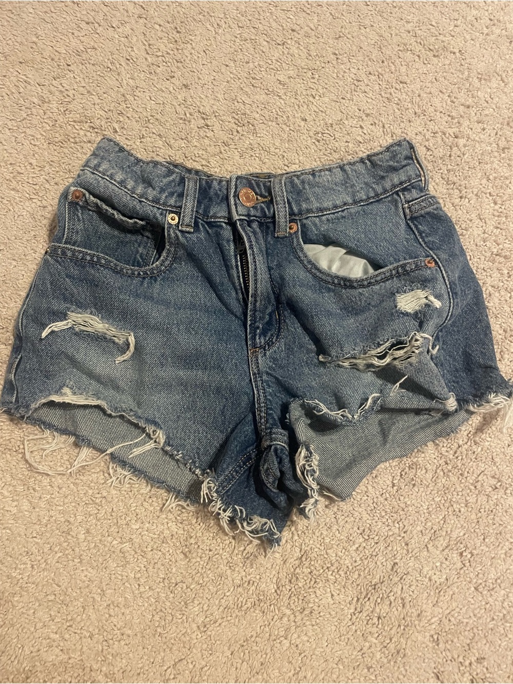 Garage Distressed Dark Blue Denim Cutoff Shorts